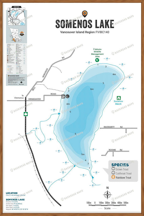 FVIBC140 Somenos Lake - Wall Map - Backroad Maps