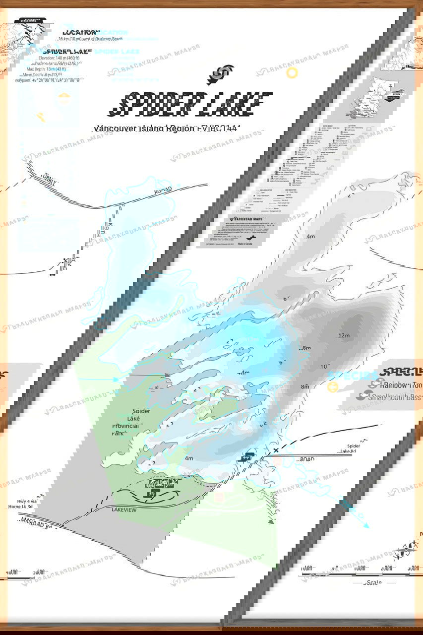 FVIBC144 Spider Lake - Wall Map - Backroad Maps