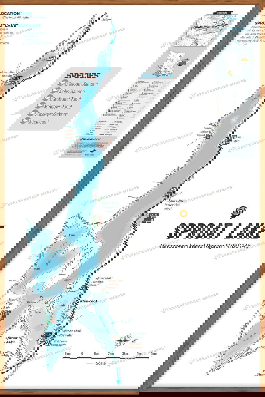 FVIBC145 Sproat Lake - Wall Map - Backroad Maps