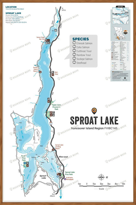 FVIBC145 Sproat Lake - Wall Map - Backroad Maps