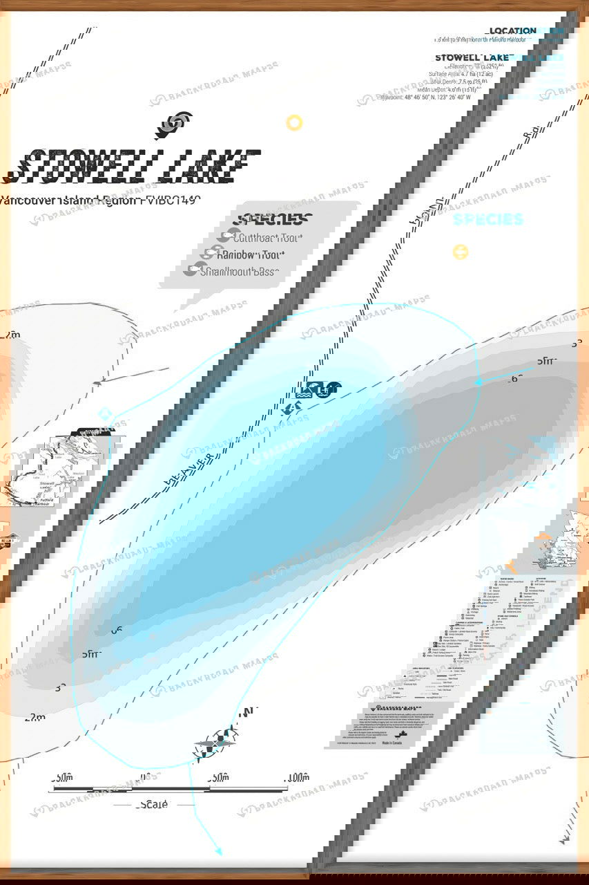 FVIBC149 Stowell Lake - Wall Map - Backroad Maps
