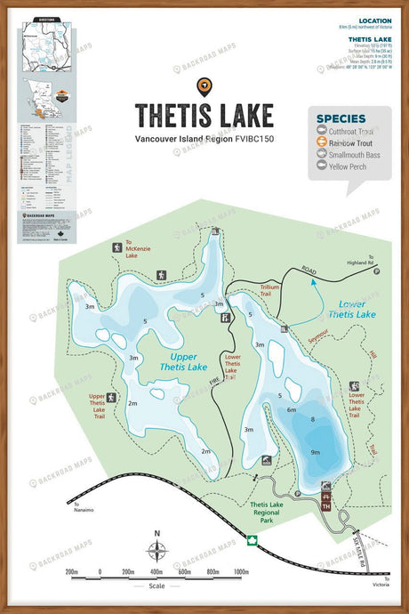 FVIBC150 Thetis Lakes - Wall Map - Backroad Maps