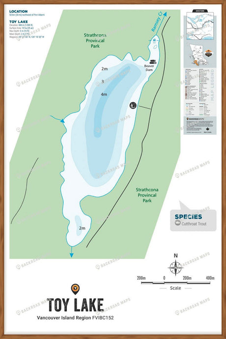FVIBC152 Toy Lake - Wall Map - Backroad Maps