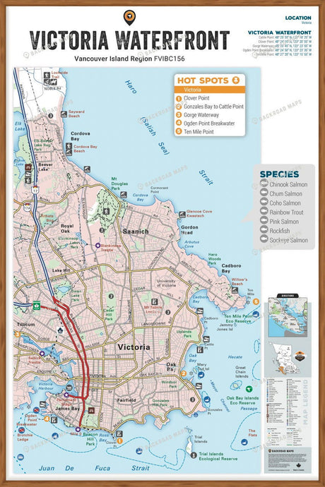 FVIBC156 Victoria Waterfront - Wall Map - Backroad Maps