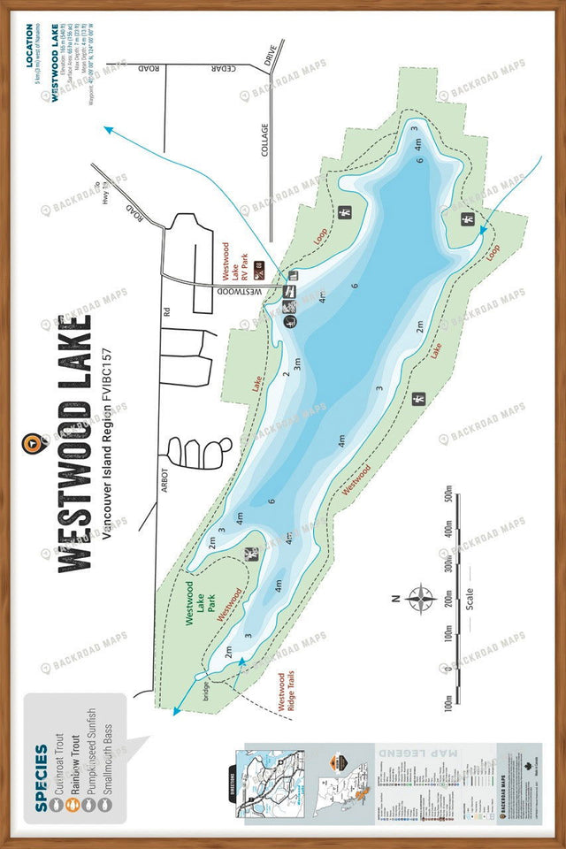 FVIBC157 Westwood Lake - Wall Map - Backroad Maps