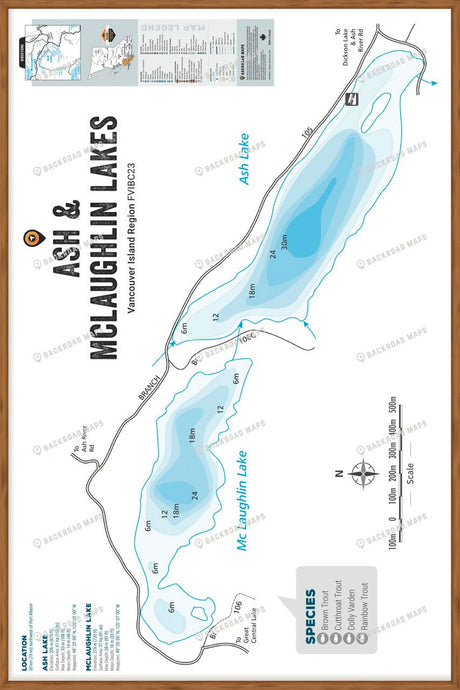 FVIBC23 Ash & McLaughlin Lakes - Wall Map - Backroad Maps