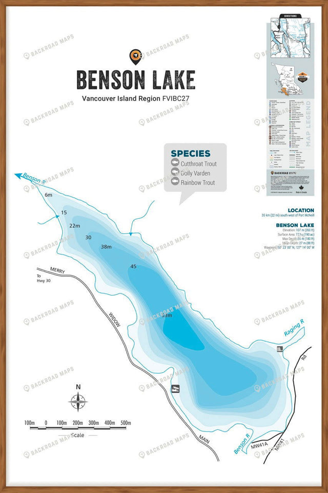 FVIBC27 Benson Lake - Wall Map - Backroad Maps