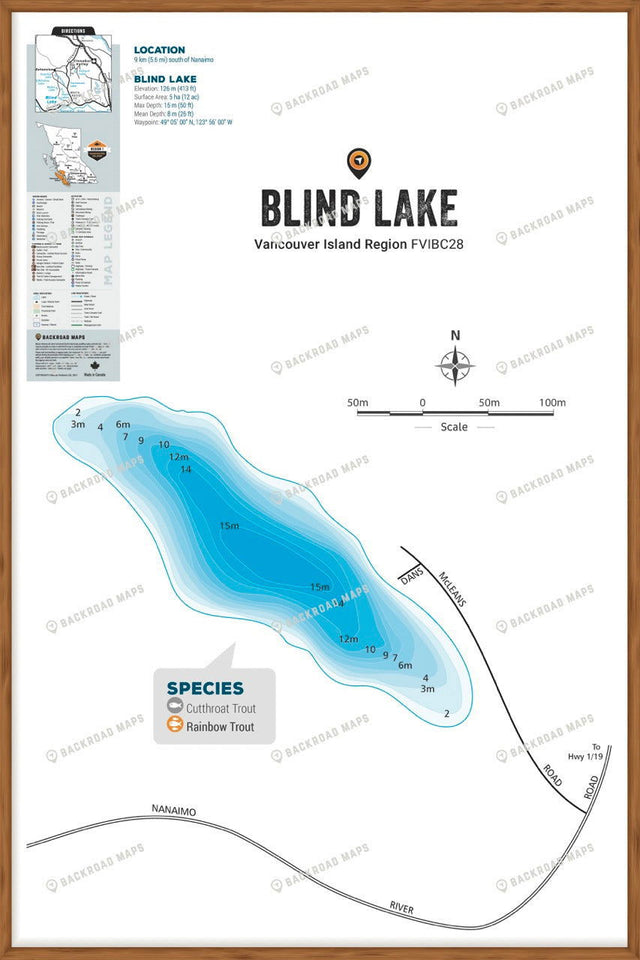 FVIBC28 Blind Lake - Wall Map - Backroad Maps