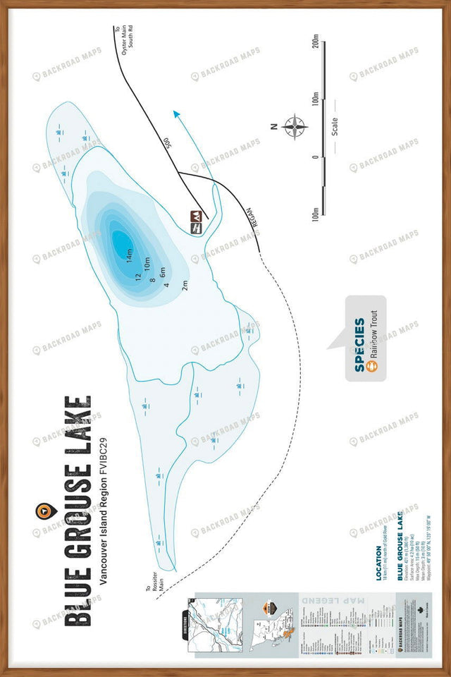 FVIBC29 Blue Grouse Lake - Wall Map - Backroad Maps