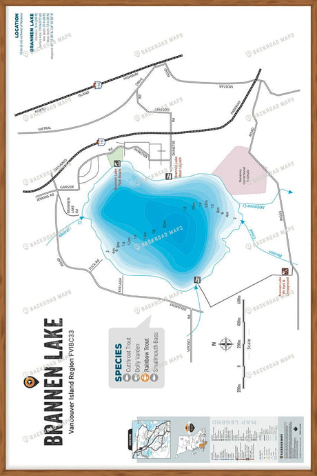 FVIBC33 Brannen Lake - Wall Map - Backroad Maps