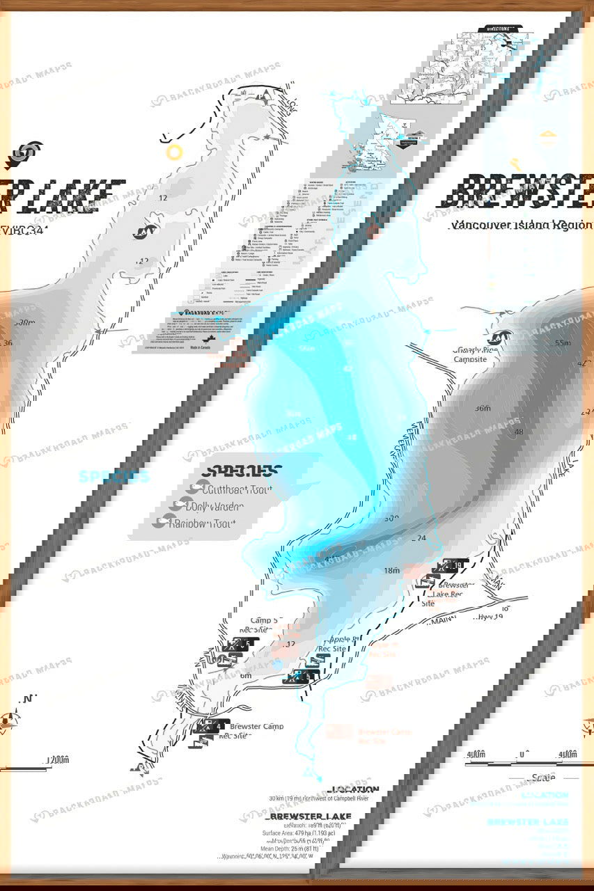 FVIBC34 Brewster Lake - Wall Map - Backroad Maps