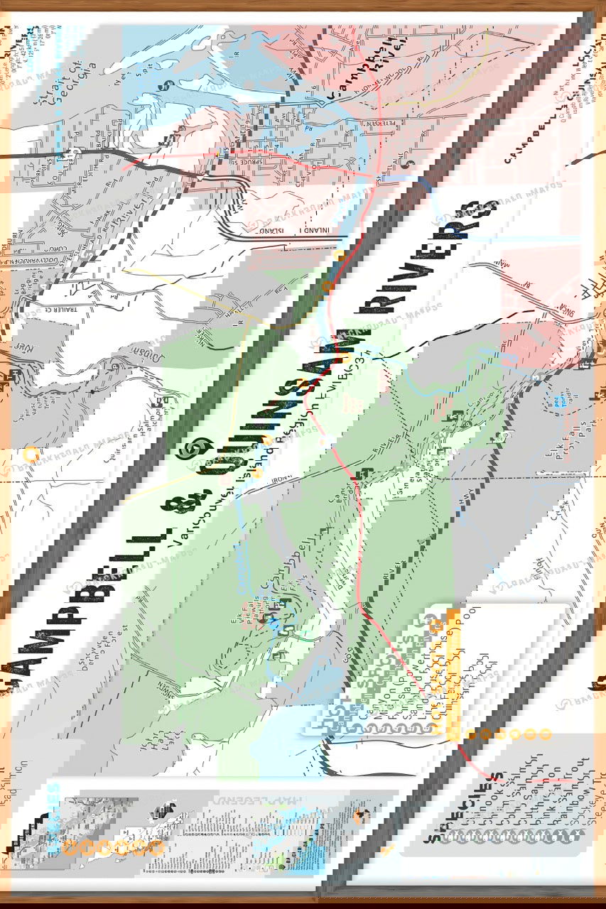 FVIBC37 Campbell & Quinsam Rivers - Wall Map - Backroad Maps