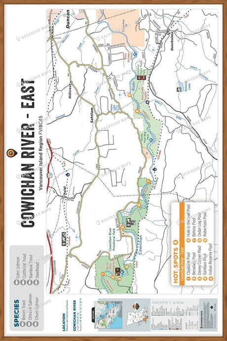 FVIBC45 - Cowichan River (East) - Wall Map - Backroad Maps