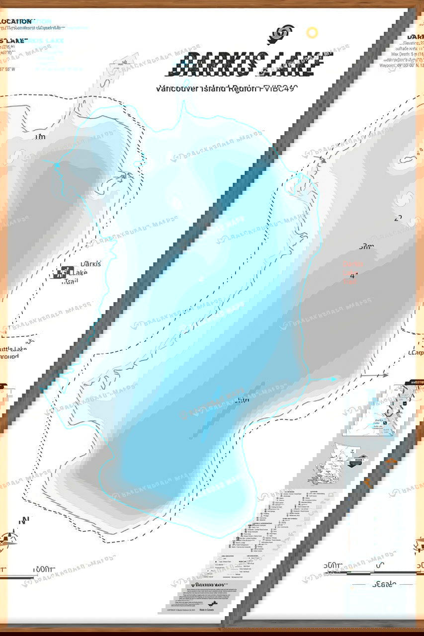 FVIBC49 Darkis Lake - Wall Map - Backroad Maps