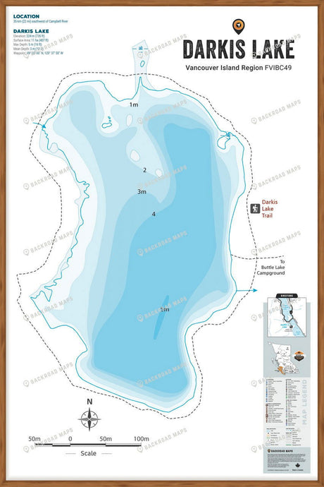 FVIBC49 Darkis Lake - Wall Map - Backroad Maps