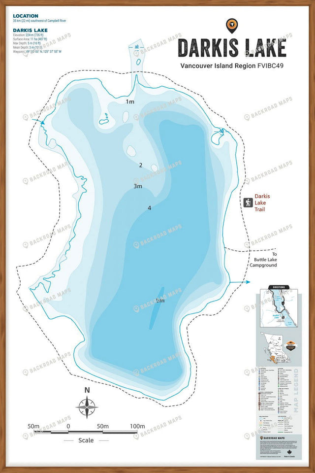 FVIBC49 Darkis Lake - Wall Map - Backroad Maps
