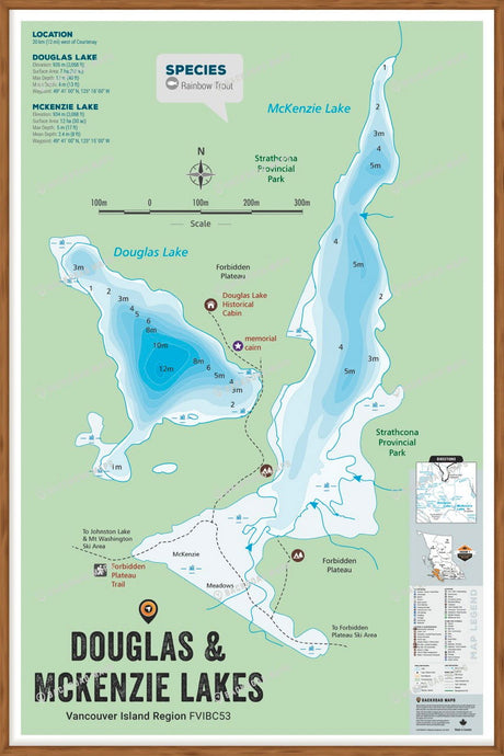FVIBC53 Douglas & McKenzie Lake - Wall Map - Backroad Maps