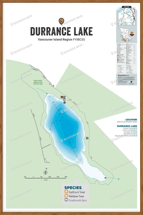 FVIBC55 Durrance Lake - Wall Map - Backroad Maps