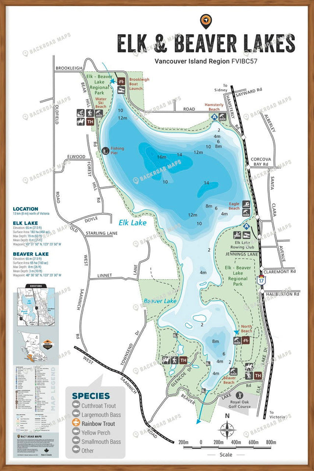 FVIBC57 Elk & Beaver Lake - Wall Map - Backroad Maps