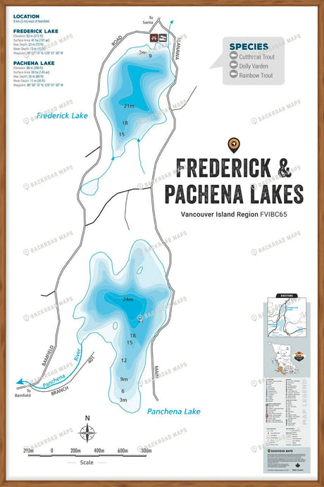 FVIBC65 Frederick & Pachena Lakes - Wall Map - Backroad Maps