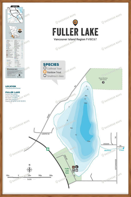 FVIBC67 Fuller Lake - Wall Map - Backroad Maps
