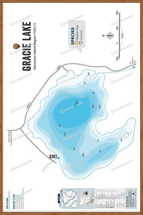 FVIBC72 Gracie Lake - Wall Map - Backroad Maps