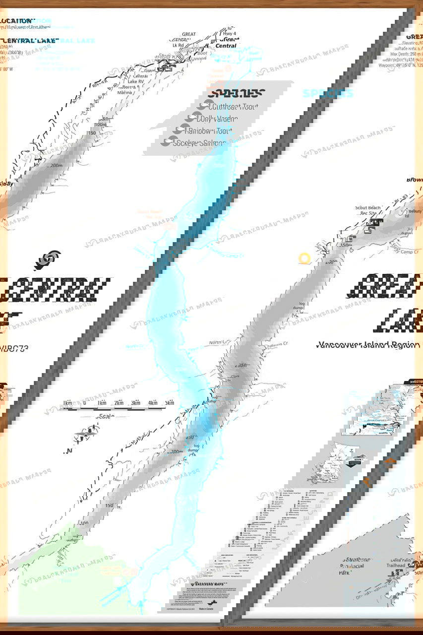 FVIBC73 Great Central Lake - Wall Map - Backroad Maps
