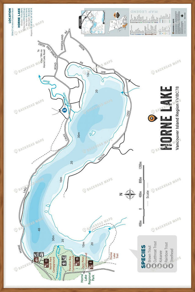 FVIBC78 Horne Lake - Wall Map - Backroad Maps