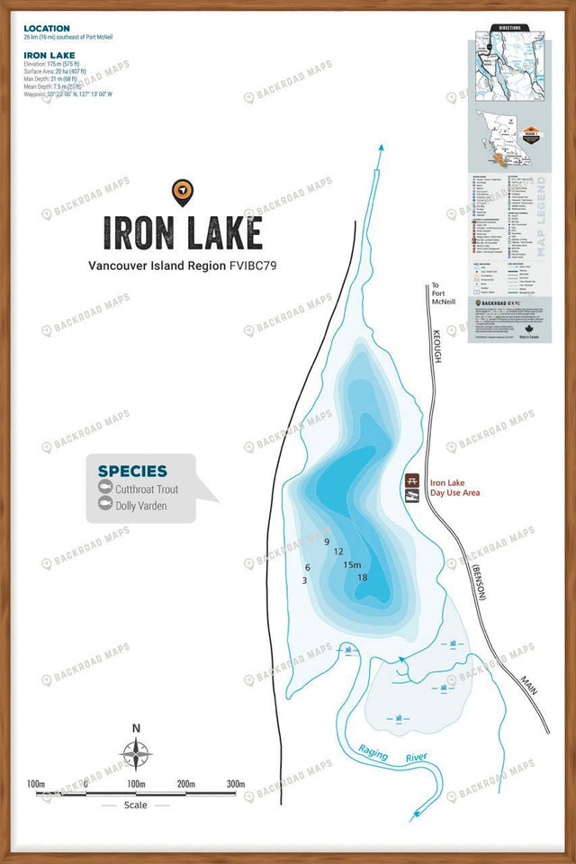 FVIBC79 Iron Lake - Wall Map - Backroad Maps