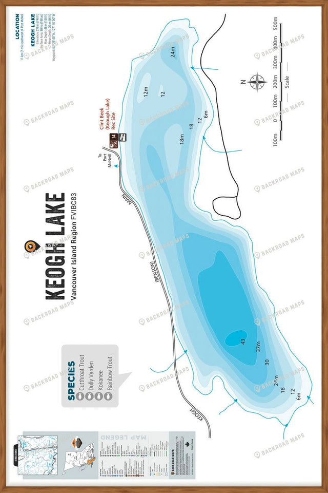 FVIBC83 Keogh Lake - Wall Map - Backroad Maps
