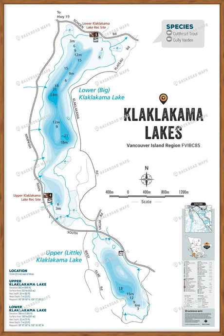 FVIBC85 Klaklakama Lakes - Wall Map - Backroad Maps