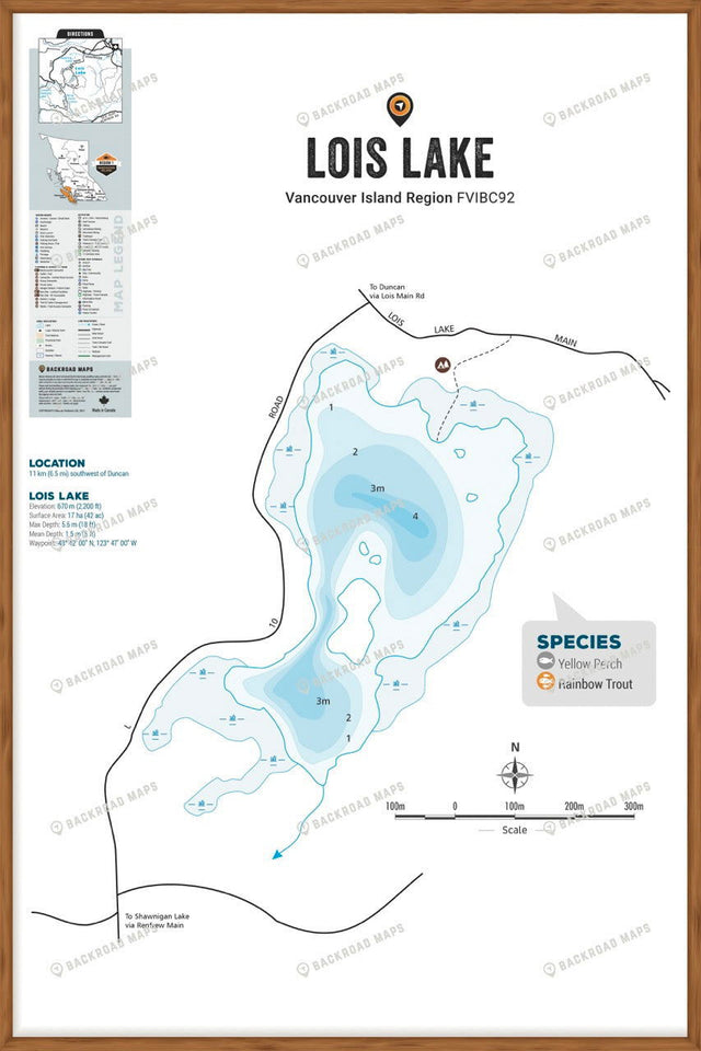FVIBC92 Lois Lake - Wall Map - Backroad Maps