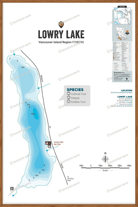 FVIBC96 Lowry Lake - Wall Map - Backroad Maps
