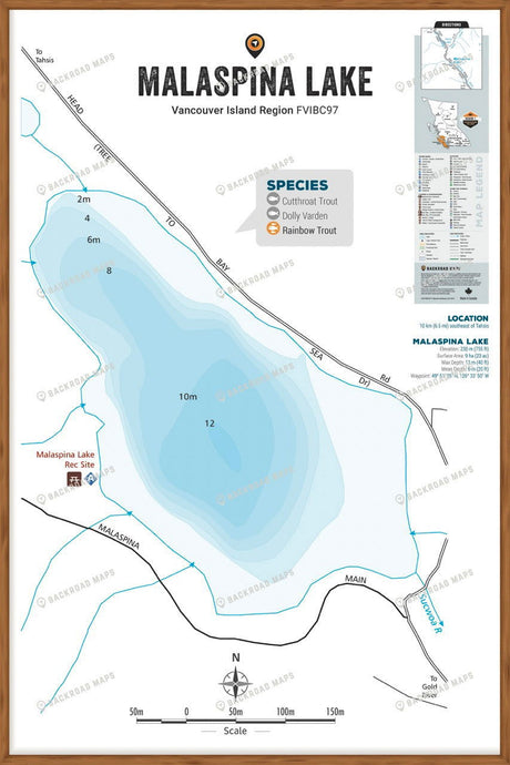 FVIBC97 Malaspina Lake - Wall Map - Backroad Maps