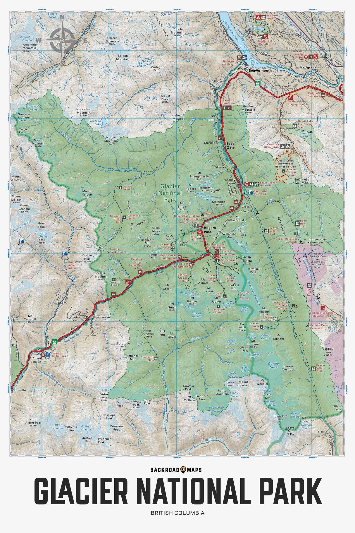 Glacier National Park BC - Wall Map - Backroad Maps