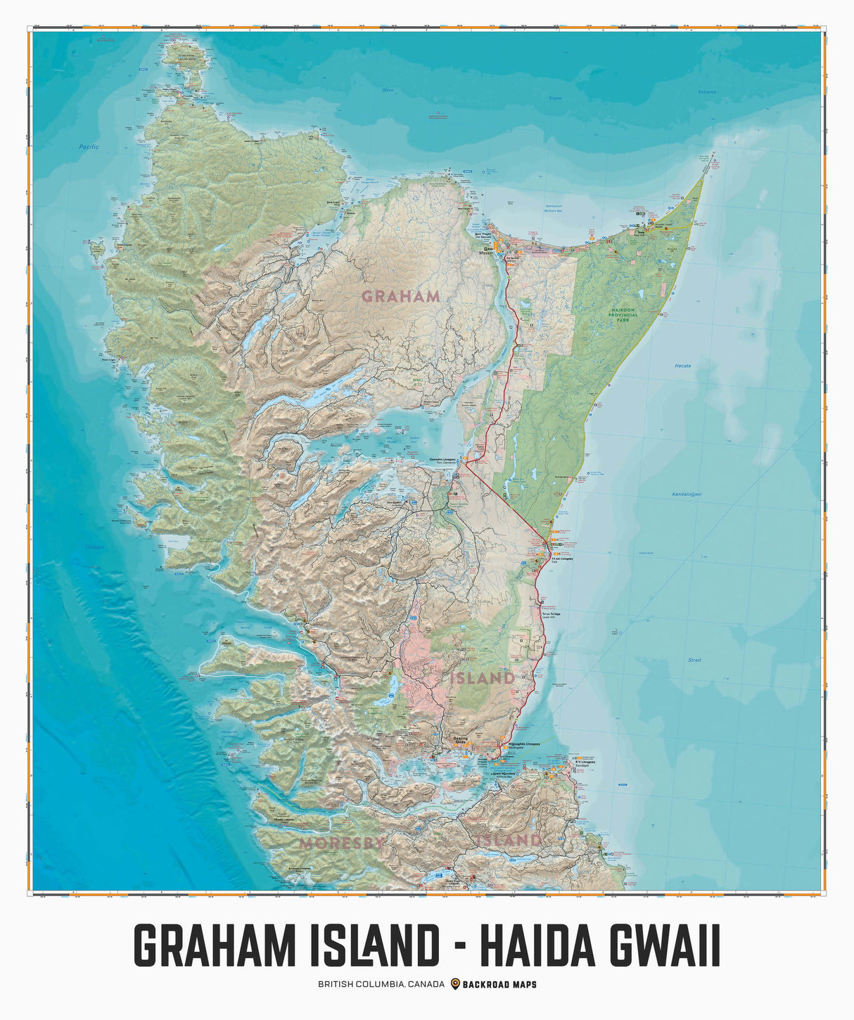 Graham Island, Haida Gwaii, BC - Wall Map - Backroad Maps