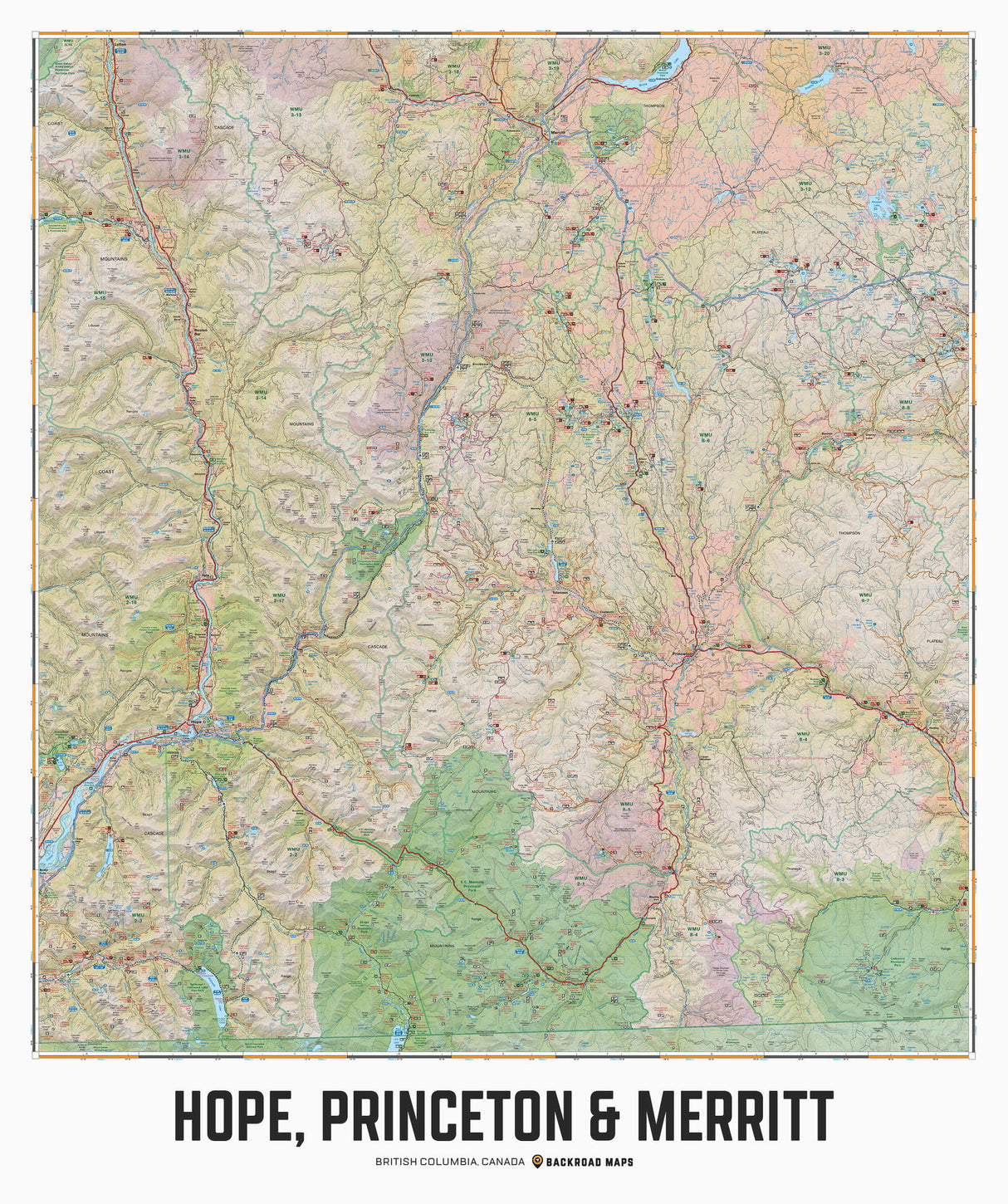 Hope, Princeton & Merritt, BC - Wall Map - Backroad Maps