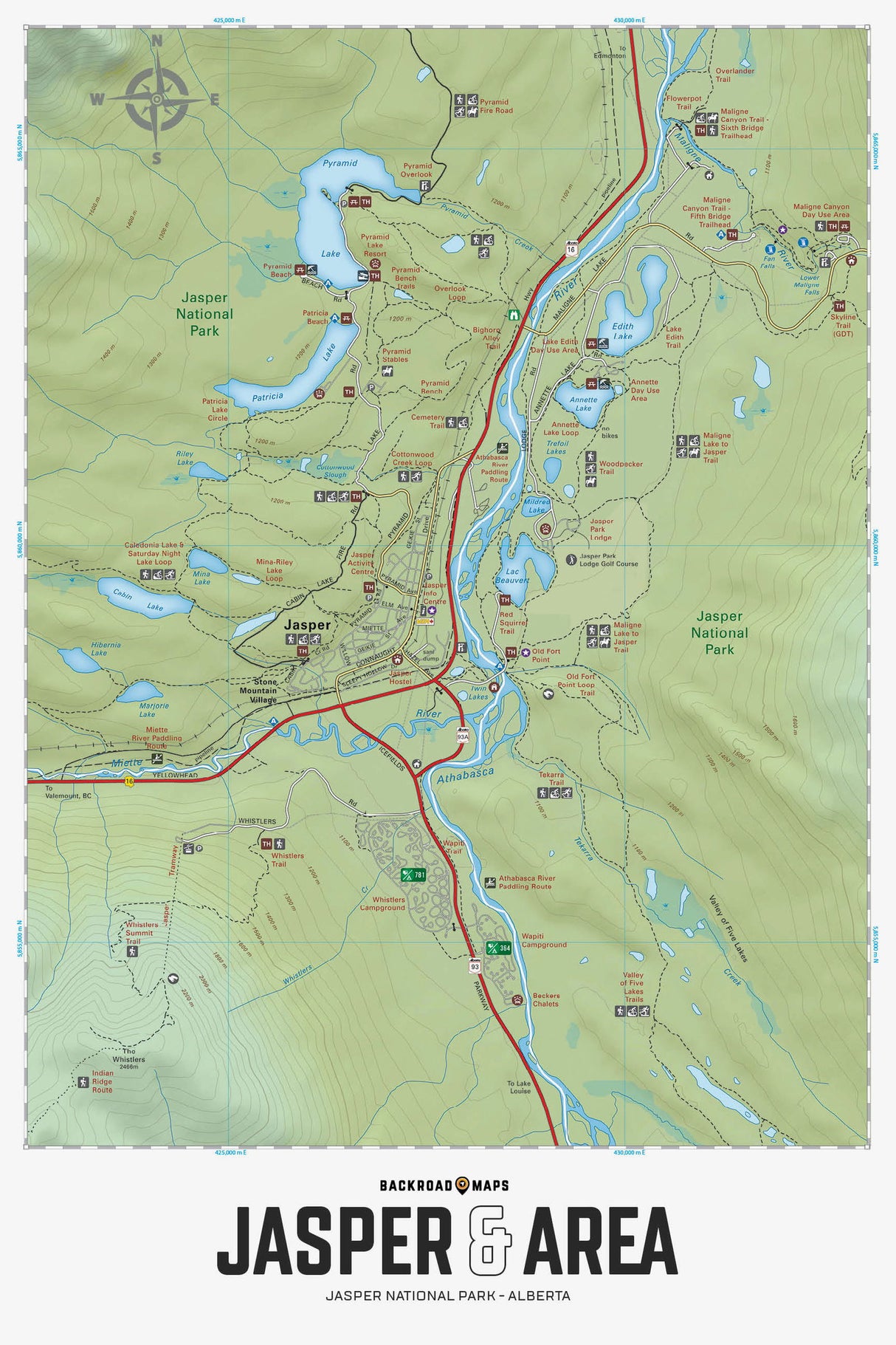 Jasper & Area - Jasper National Park AB - Wall Map - Backroad Maps