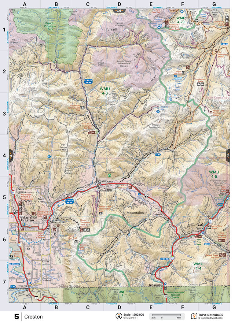 KRBC05 Wall Map - Creston - Backroad Maps