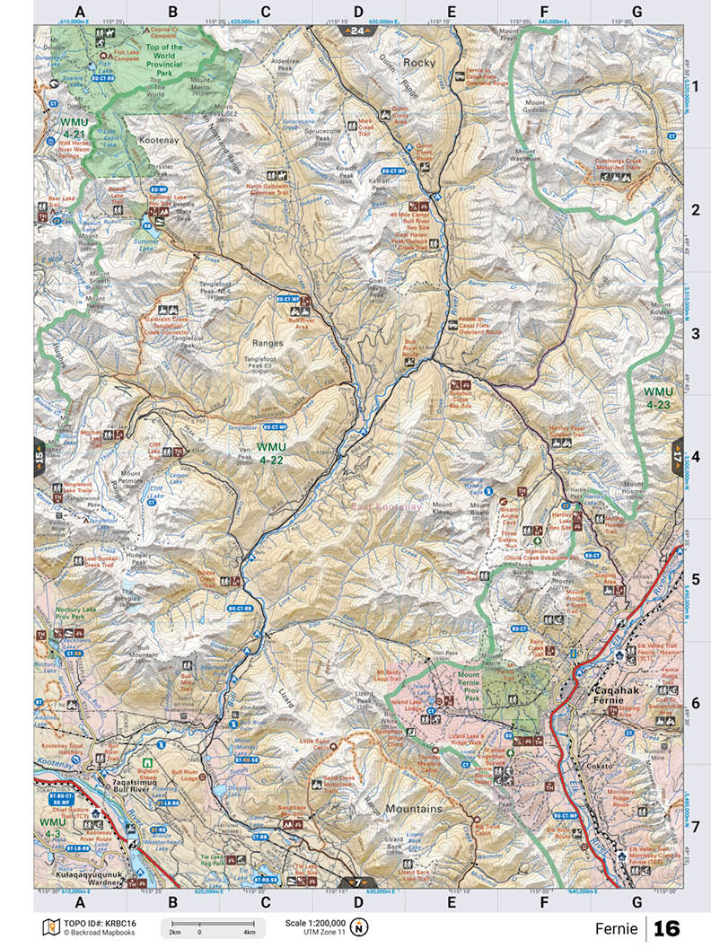KRBC16 Wall Map - Fernie - Backroad Maps
