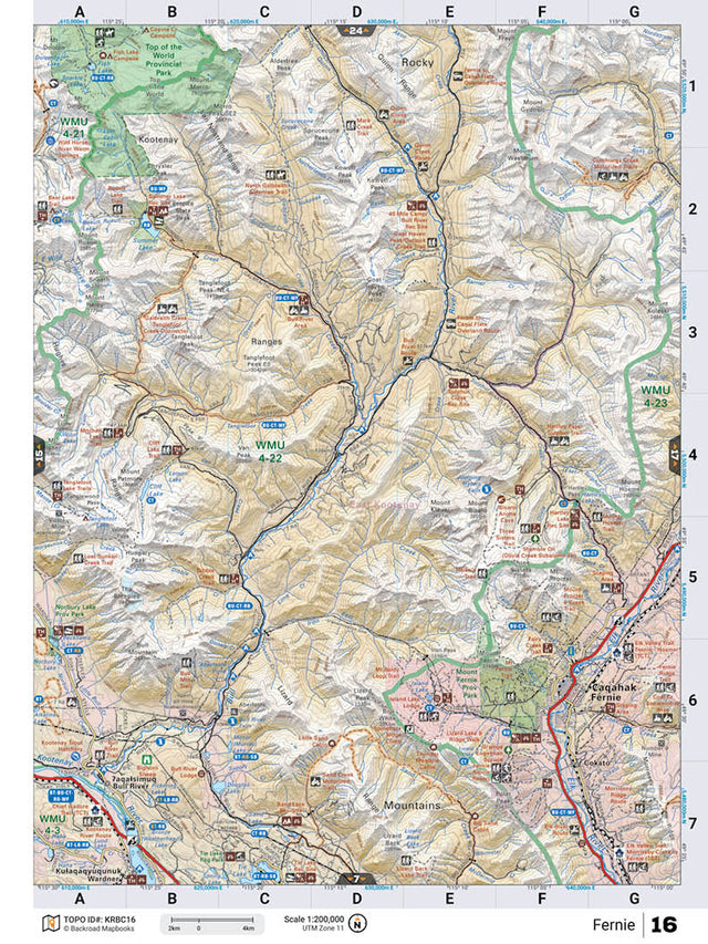 KRBC16 Wall Map - Fernie - Backroad Maps