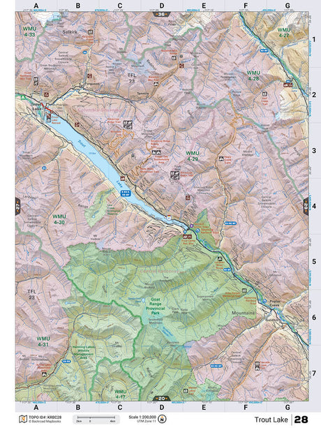 KRBC28 Wall Map - Trout Lake - Backroad Maps