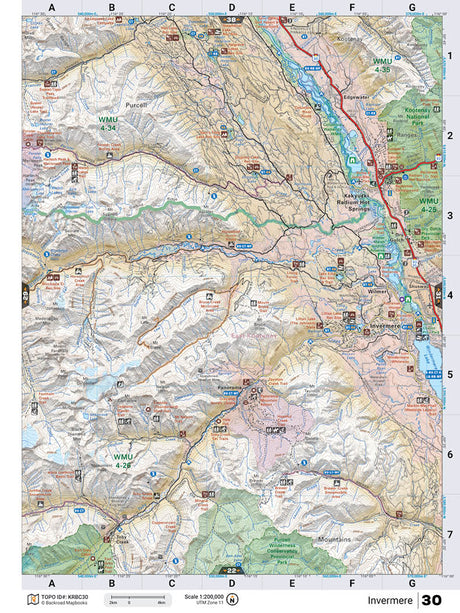 KRBC30 Wall Map - Invermere - Backroad Maps