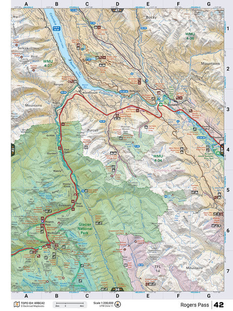 KRBC42 TOPO Map - Rogers Pass - Backroad Maps