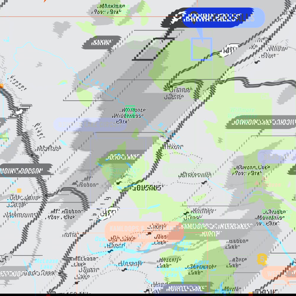 Kakwa Falls (Kakwa Wildland Provincial Park, Alberta) - Destination Map - Backroad Maps