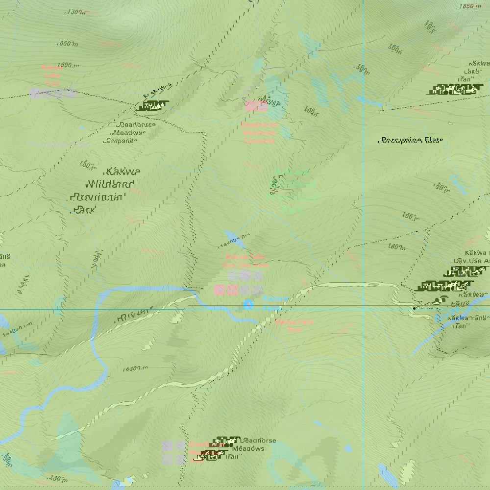 Kakwa Falls (Kakwa Wildland Provincial Park, Alberta) - Destination Map - Backroad Maps