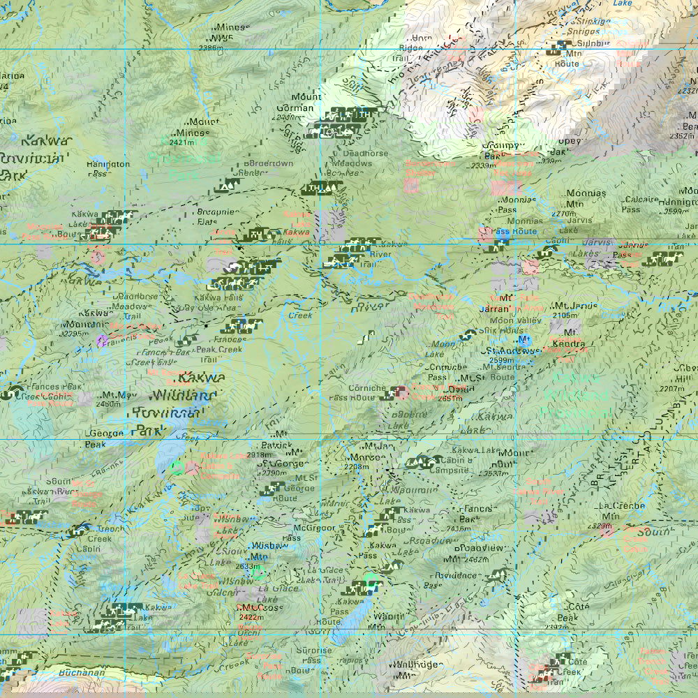 Kakwa Provincial Parks, Alberta & BC - Park Map - Backroad Maps