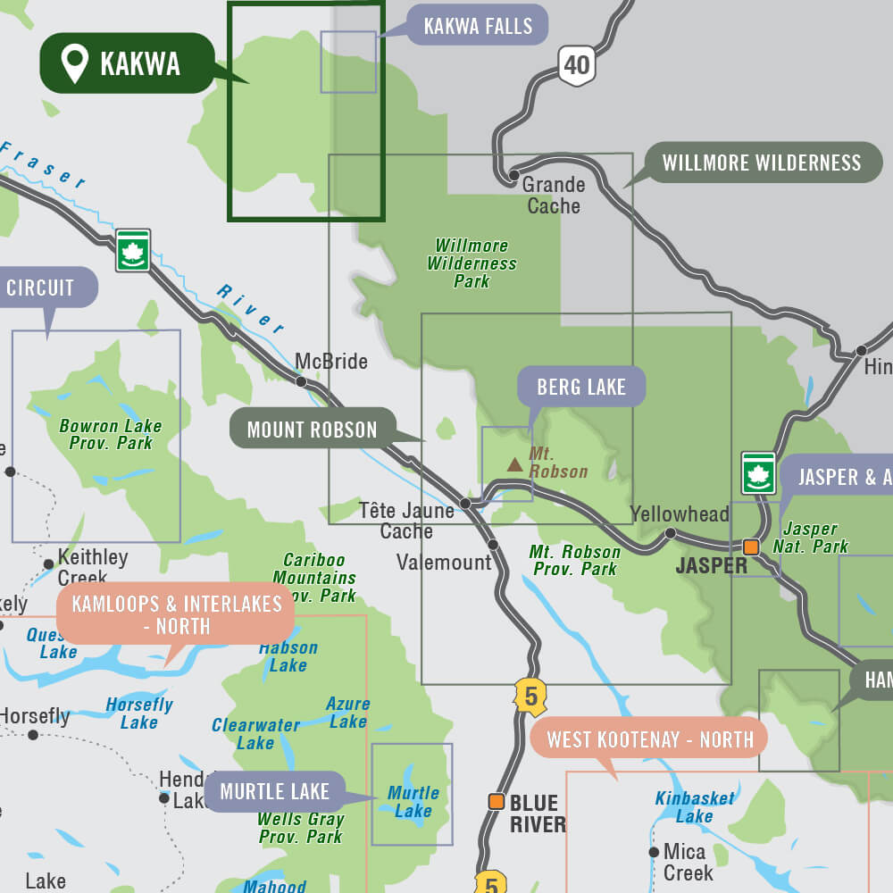 Kakwa Provincial Parks, Alberta & BC - Park Map - Backroad Maps