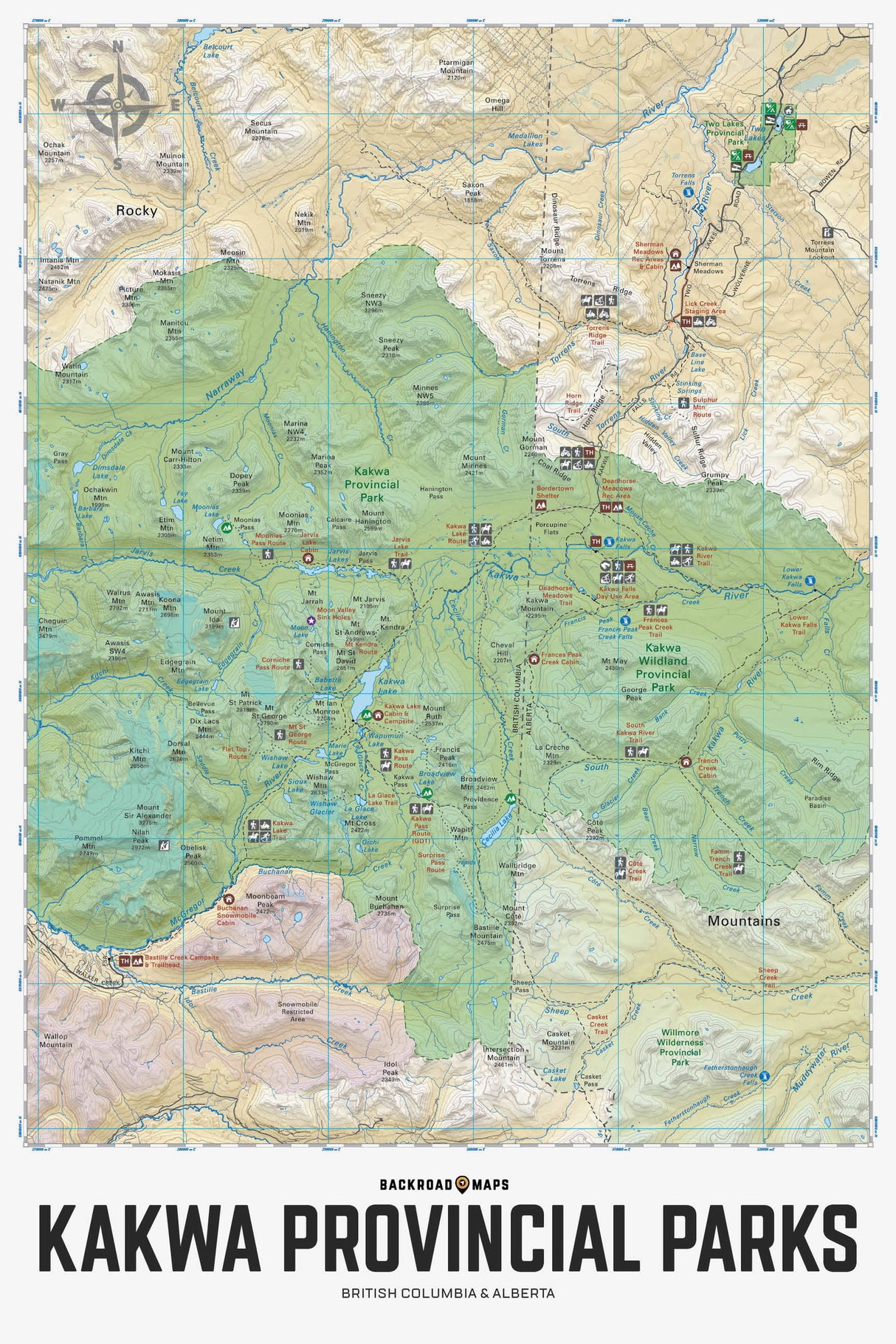 Kakwa Provincial Parks - Alberta & BC Wall Map - Backroad Maps