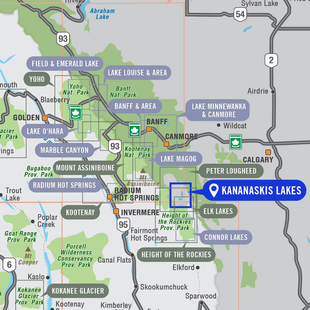 Kananaskis Lakes (Peter Lougheed Provincial Park, Alberta) - Destination Map - Backroad Maps